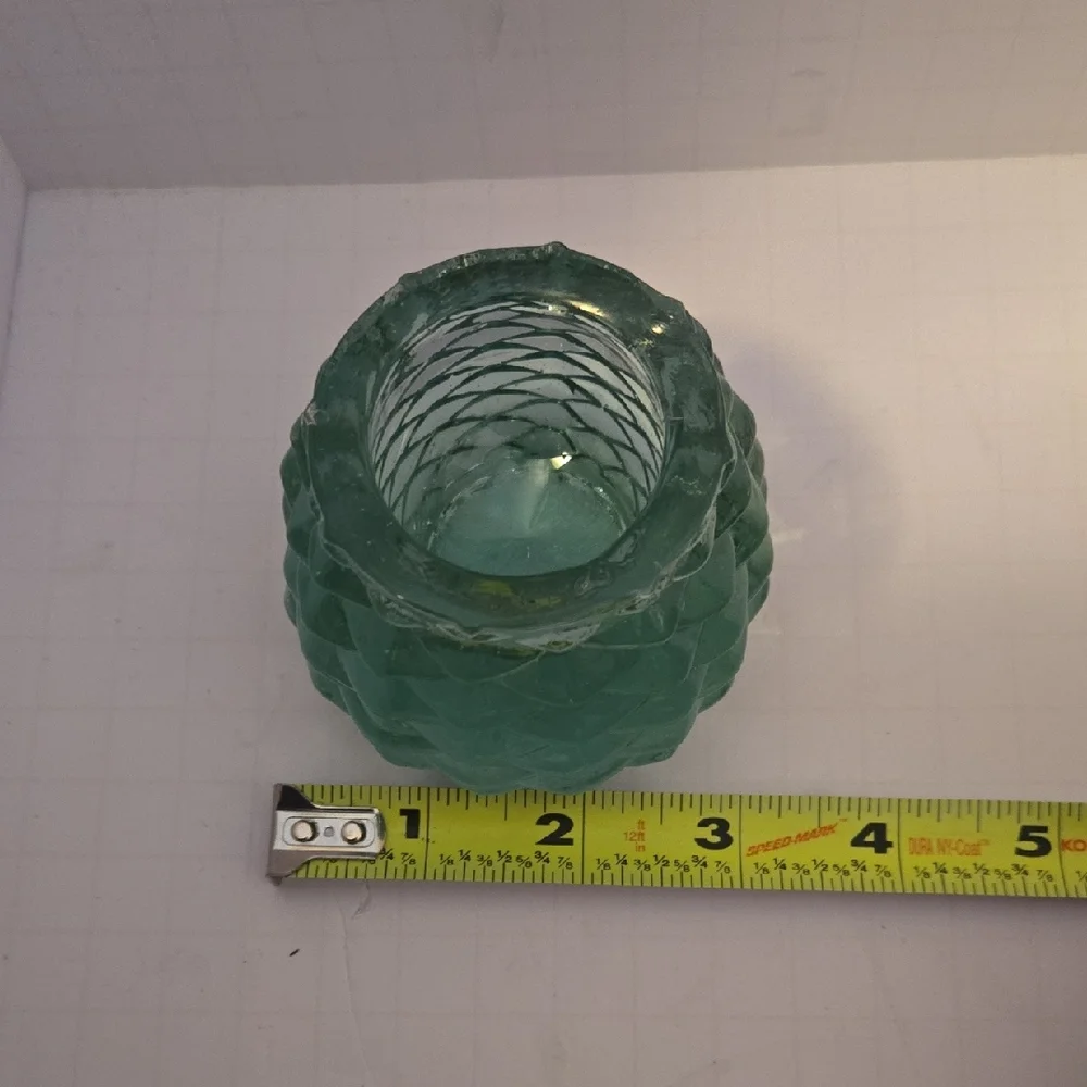 Williams Sonoma Textured Teal Glass Candle Holder